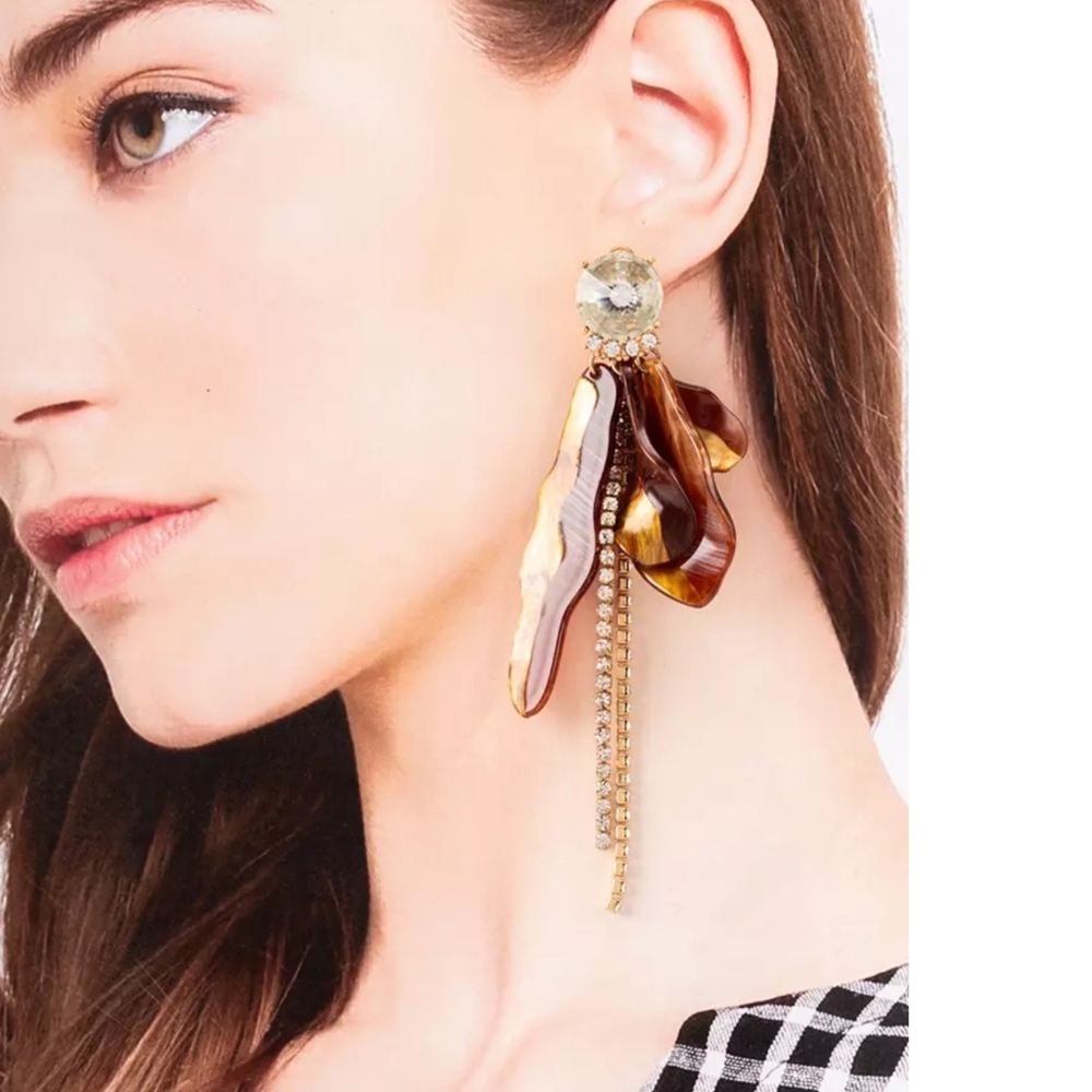 NEW Zara Statement Earrings with Gold and Brown Accents